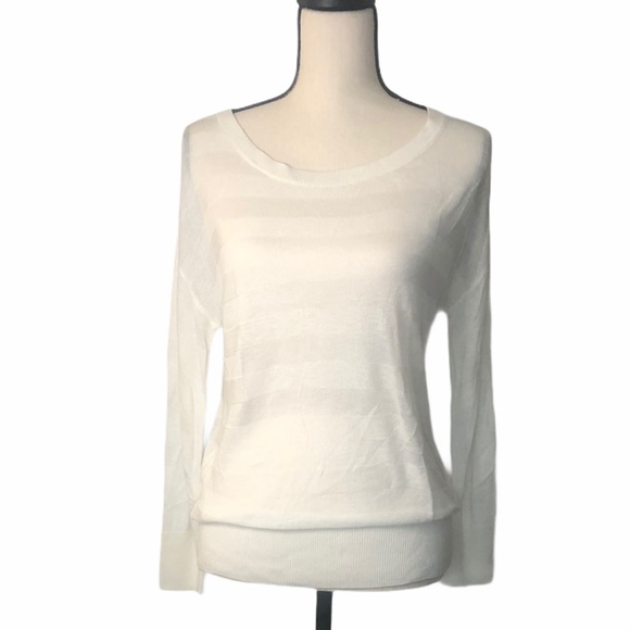 Halogen Sweaters - Halogen Cream Striped Sheer Sweater Medium New